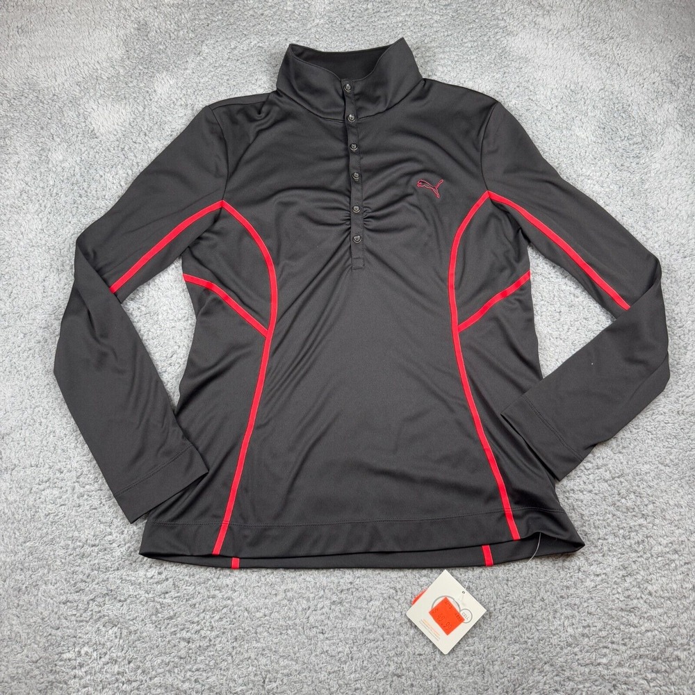 NWT Puma Long Sleeve Athletic‎ Stitch Free Top Gym Button Down Women Large